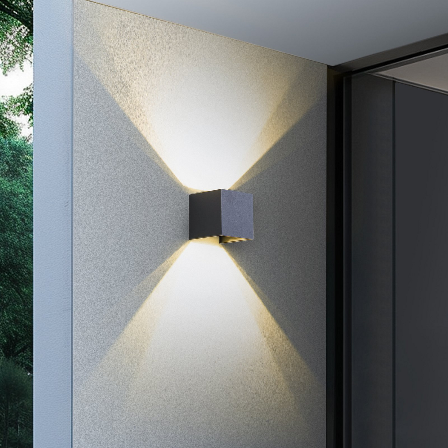 B-Ware Lindby Außenwandleuchte Außenlampe Led Smart Dara Grau Eckig Tuya Rgb Cct825