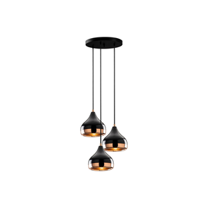 B-Ware Hängelampe Yildo 6871 3 Flg Rondell Schwarz Kupfer Deckenlampe Lampe Leuchte143