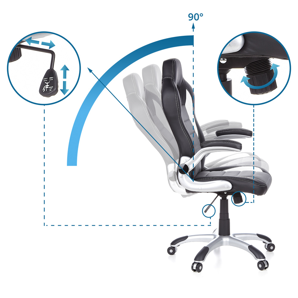 Hjh Office Gaming Stuhl Chefsessel Bürostuhl Sitz Bürositz Schwarz Grau B-Ware