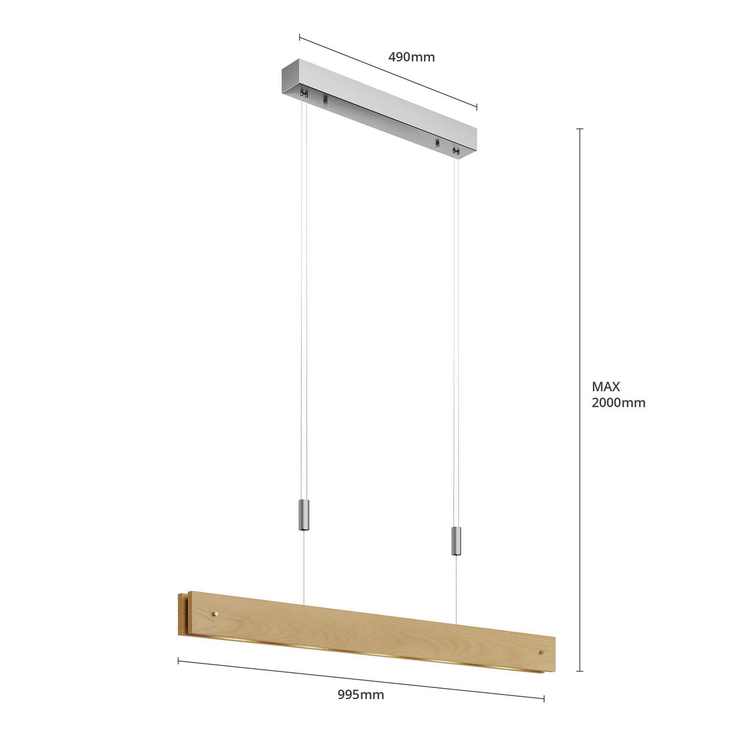 Suspension LED Lucande en bois, plafonnier Karinja, lampe suspendue, variateur LED