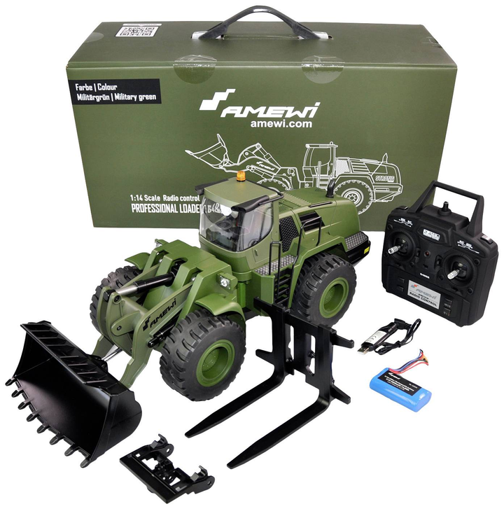 Amewi 1:14 Elektro Rc Funktionsmodell Rt R Radlader G485 E Grün 1:14 Defektware D-Ware