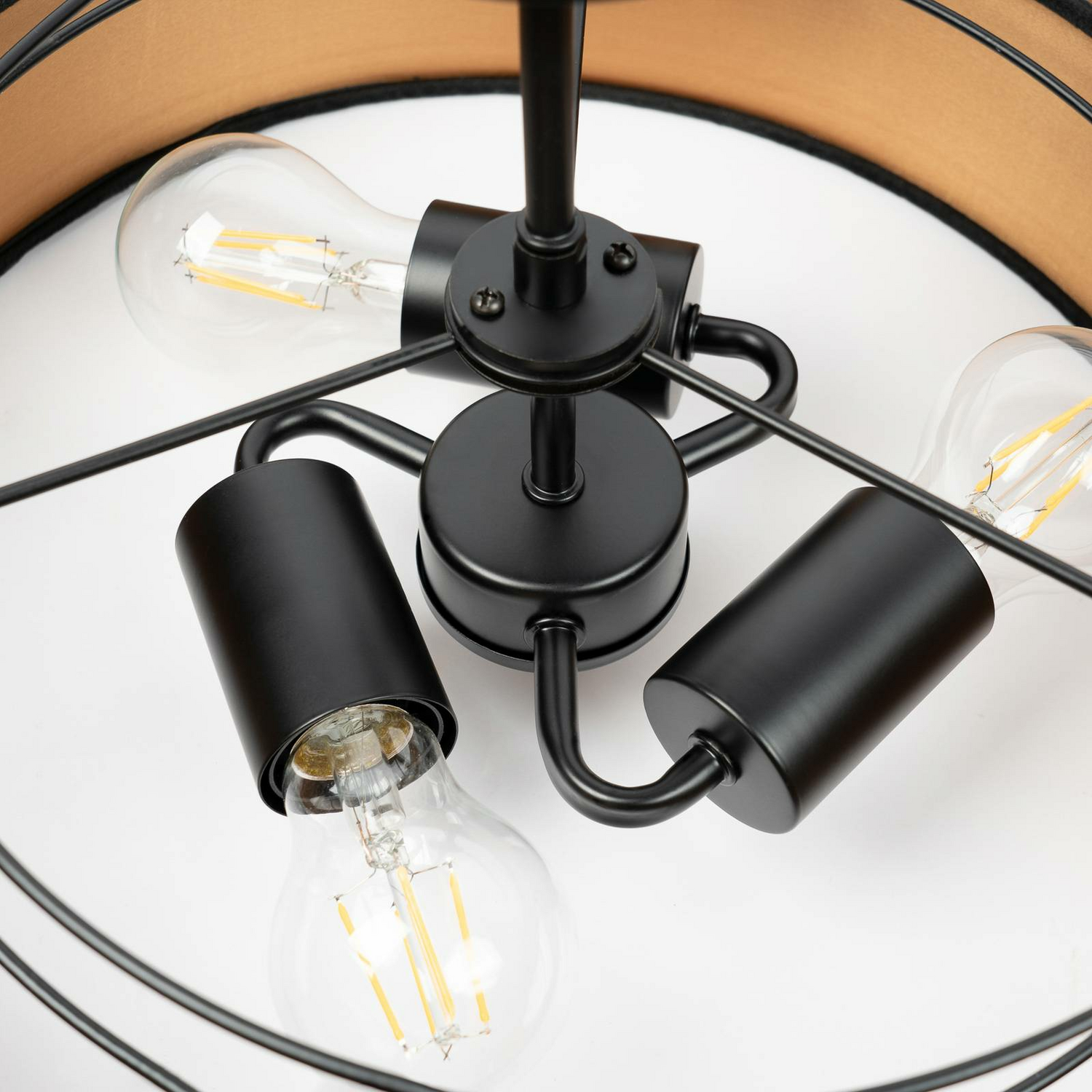 Suspension Lindby Jusari de qualité B, luminaire, 3 ampoules, culot E27, tissu, noir 967 