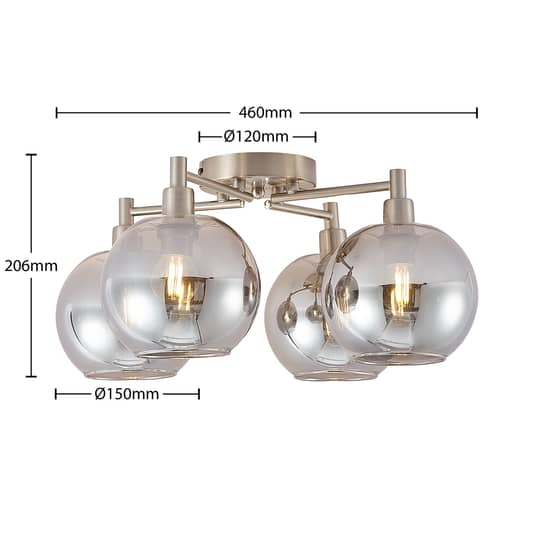 Suspension Lindby Brendan, luminaire, nickel, 4 lumières, E14