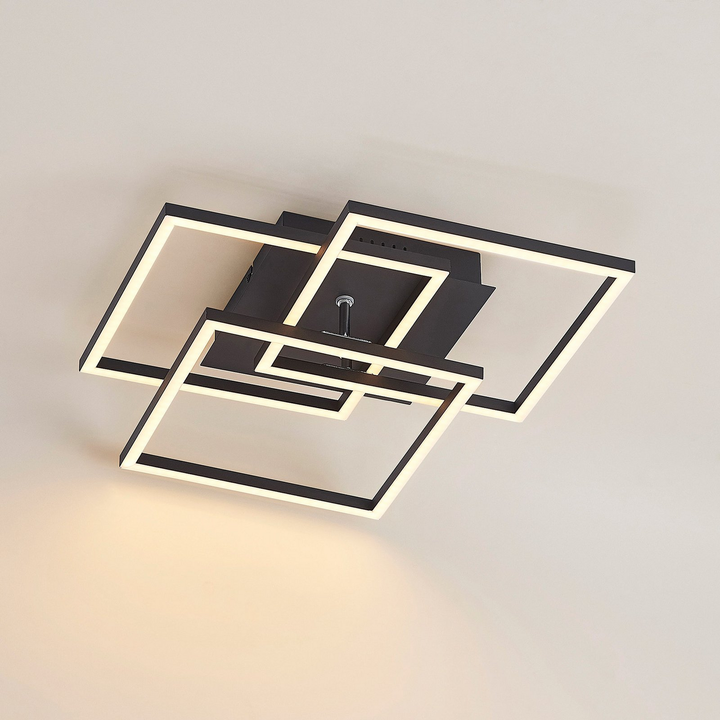 Lindby Qiana LED-Deckenlampe CCT Leuchte Lampe LED schwarz dimmbar Fernbedienung
