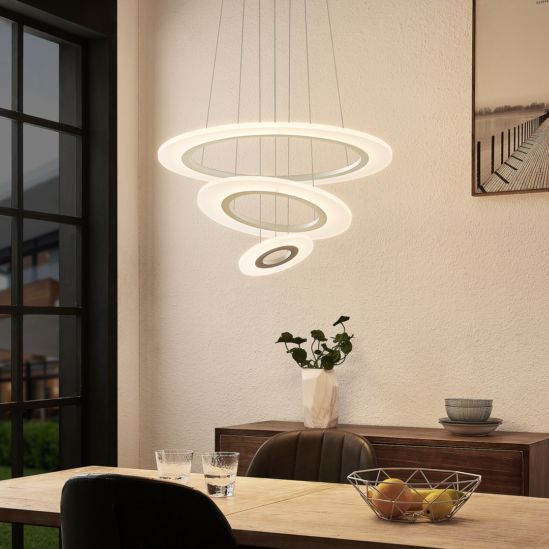 Lindby Amisu LED-Hängeleuchte Ring Deckenlampe weiß matt dimmbar LED