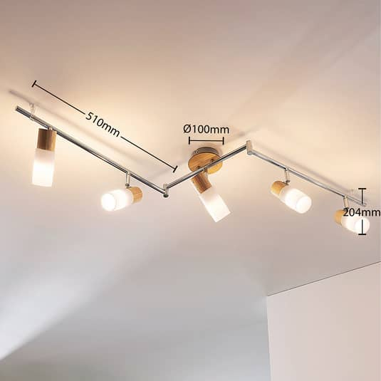 Lindby LED-Holzstrahler Christoph Deckenlampe Deckenleuchte Leuchte 5-flammig400