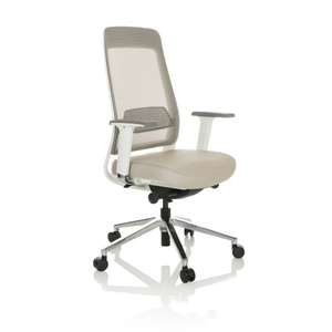 B-Ware Bürostuhl Drehstuhl Chiaro T2 White Netzstoff Grau Beige Schreibtisch Hjh Office