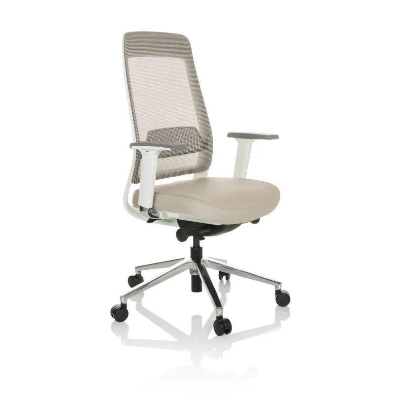 B-Ware Bürostuhl Drehstuhl Chiaro T2 White Netzstoff Grau Beige Schreibtisch Hjh Office