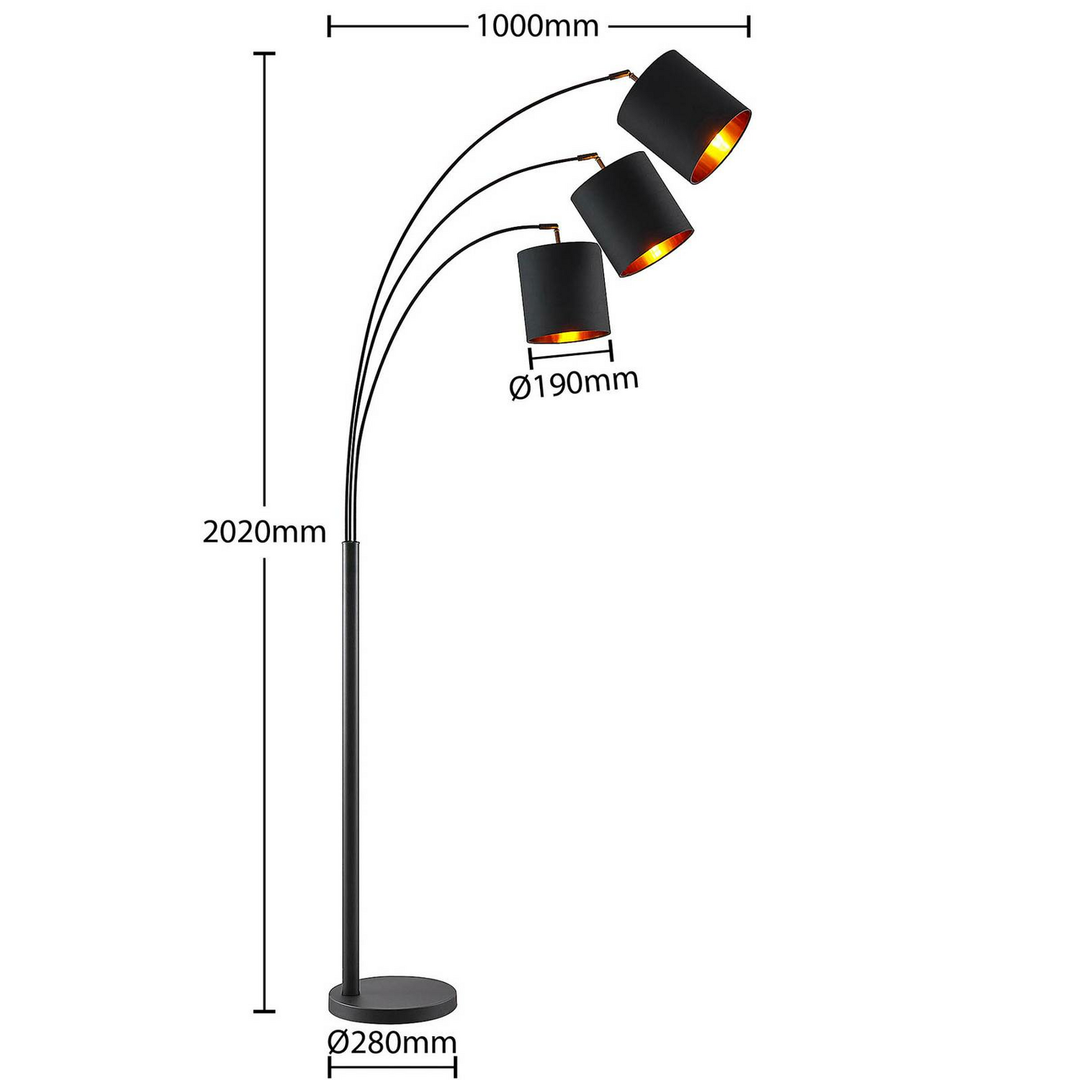 Lindby Nanika Stehleuchte Standleuchte Stehlampe Stehlicht Leuchte schwarz/go596