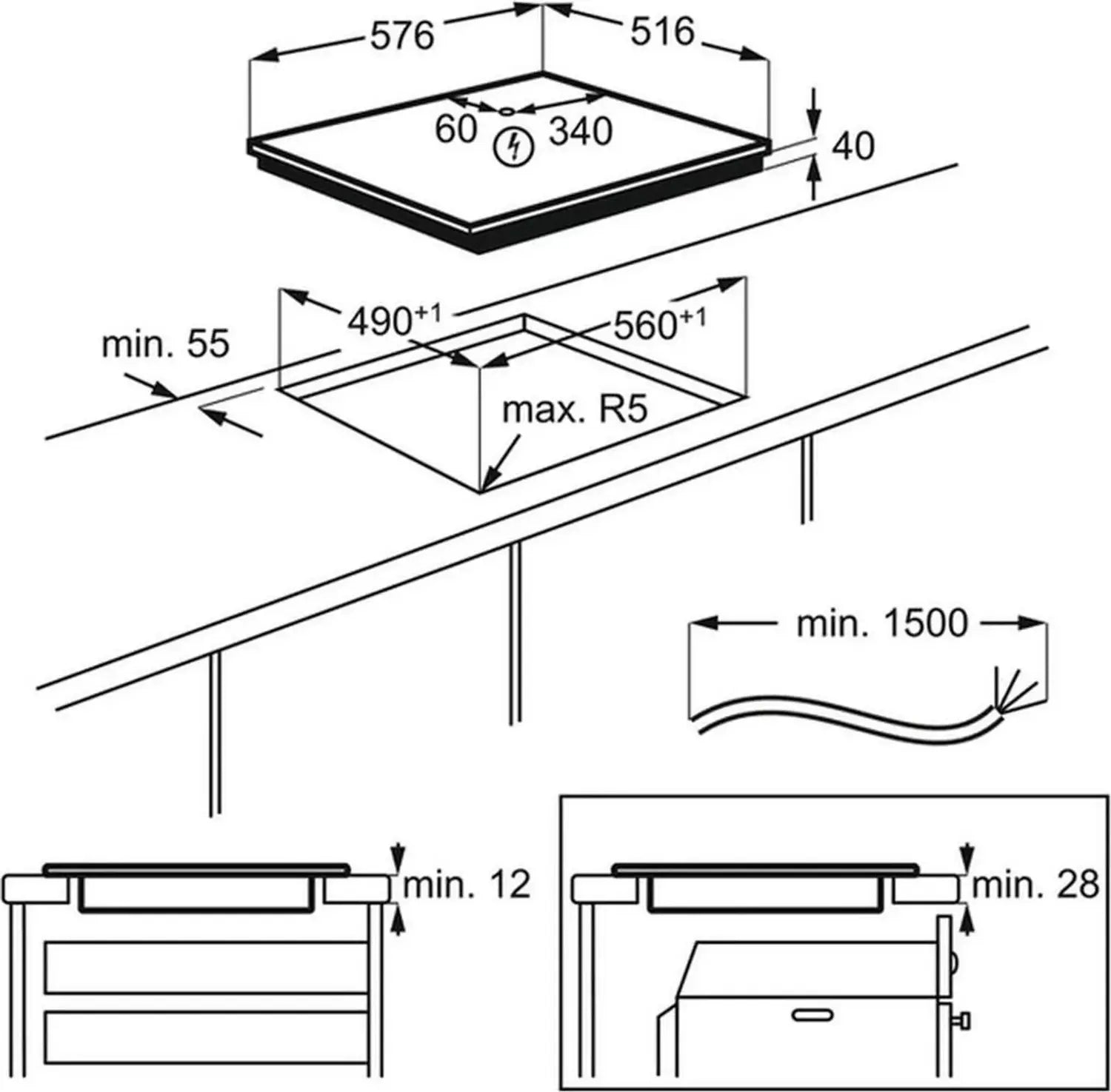 B-Ware Aeg Kochfeld Herdplatte Glaskeramik Einbaukochfeld Autark 60cm Touch Control - 7332543486090