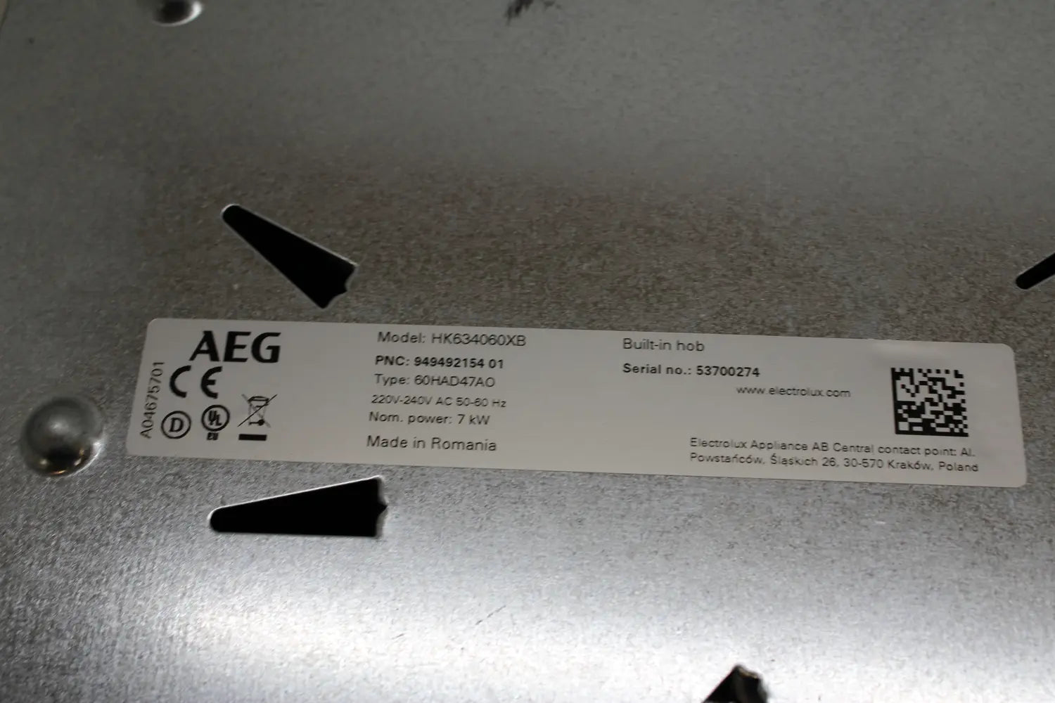 C-Ware Aeg Hk634060 X B Autarke Kochfelder 576 Mm Kochfelder Küchenfeld Siehe Text/Foto - 7332543486106