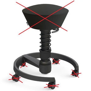 B-Ware Aeris Swopper Hocker Aktiv Sitz Höhe Standard Hartbodenrollen Kunstleder Schwarz