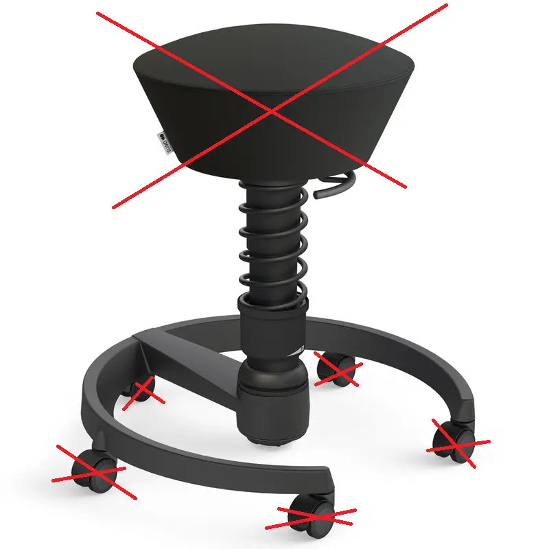 B-Ware Aeris Swopper Hocker Aktiv Sitz Höhe Standard Hartbodenrollen Kunstleder Schwarz - 4250200425110