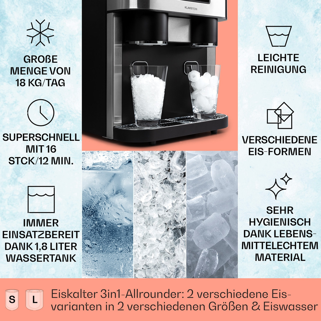 Klarstein Eiszeit Crush Eiswürfelmaschine Haushaltsgeräte Kleingeräte Eiswürfel