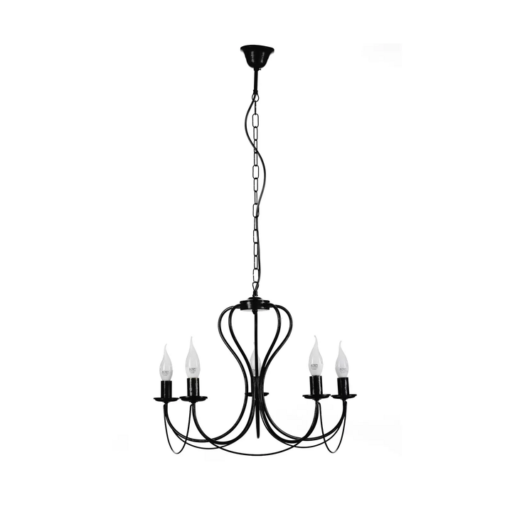 Kronleuchter Candela Schwarz 5 Flammig Lampe Deckenlampe Deckenleuchte Strahler B-Ware