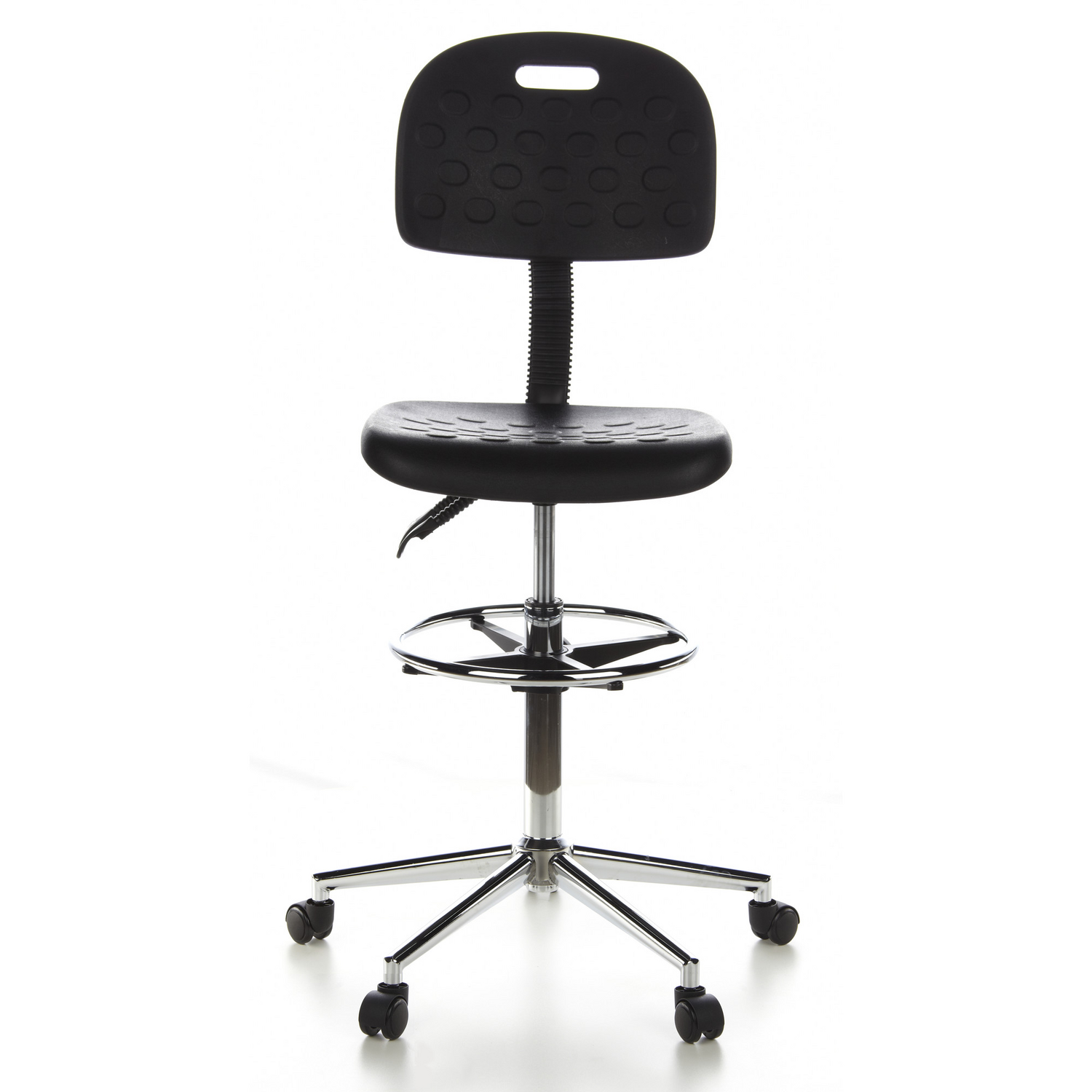 B-Ware Hjh Office Hocker / Drehhocker / Arbeitsstuhl Top Work 23 Hartschaum Schwarz Chr