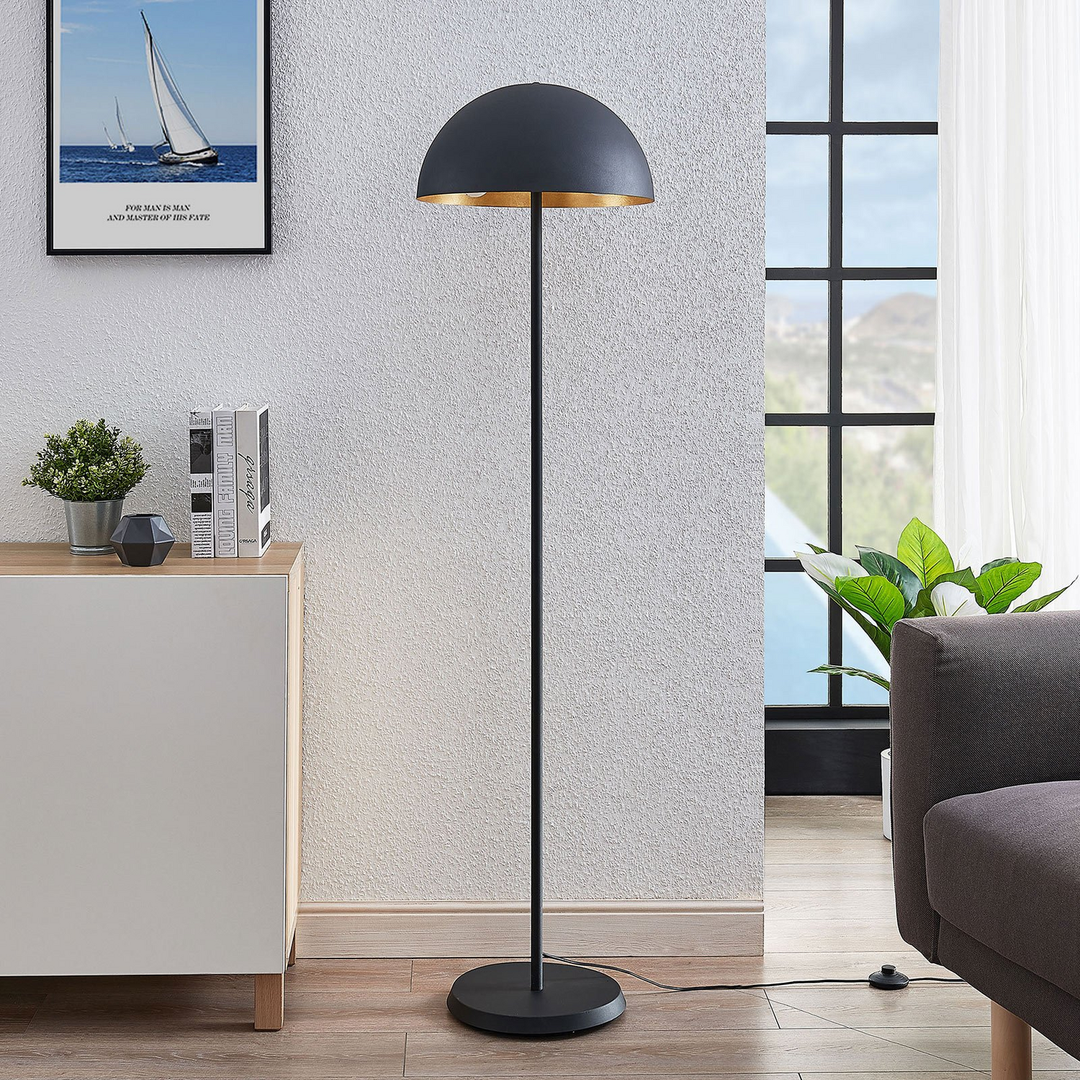 Lindby Stehleuchte Idalene aus Metall Stehlampe Leuchte Lampe IP20 schwarz-gold