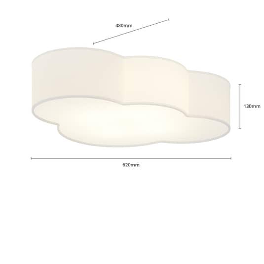 Euluna Deckenlampe Deckenlampe Lampe Leuchte Wohnzimmer Cloud Textil 62cm weiß