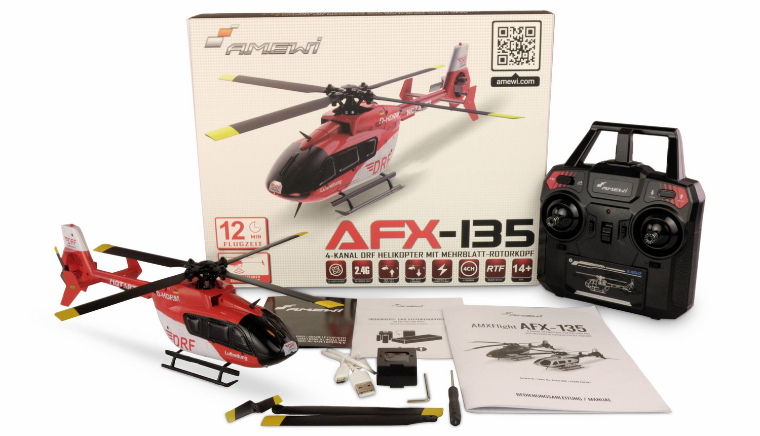B-Ware Amewi Afx 135 Drf 4 Kanal Rc Helikopter Hubschrauber Spielzeug Helikopter 2,4 G Hz - 4260768517172