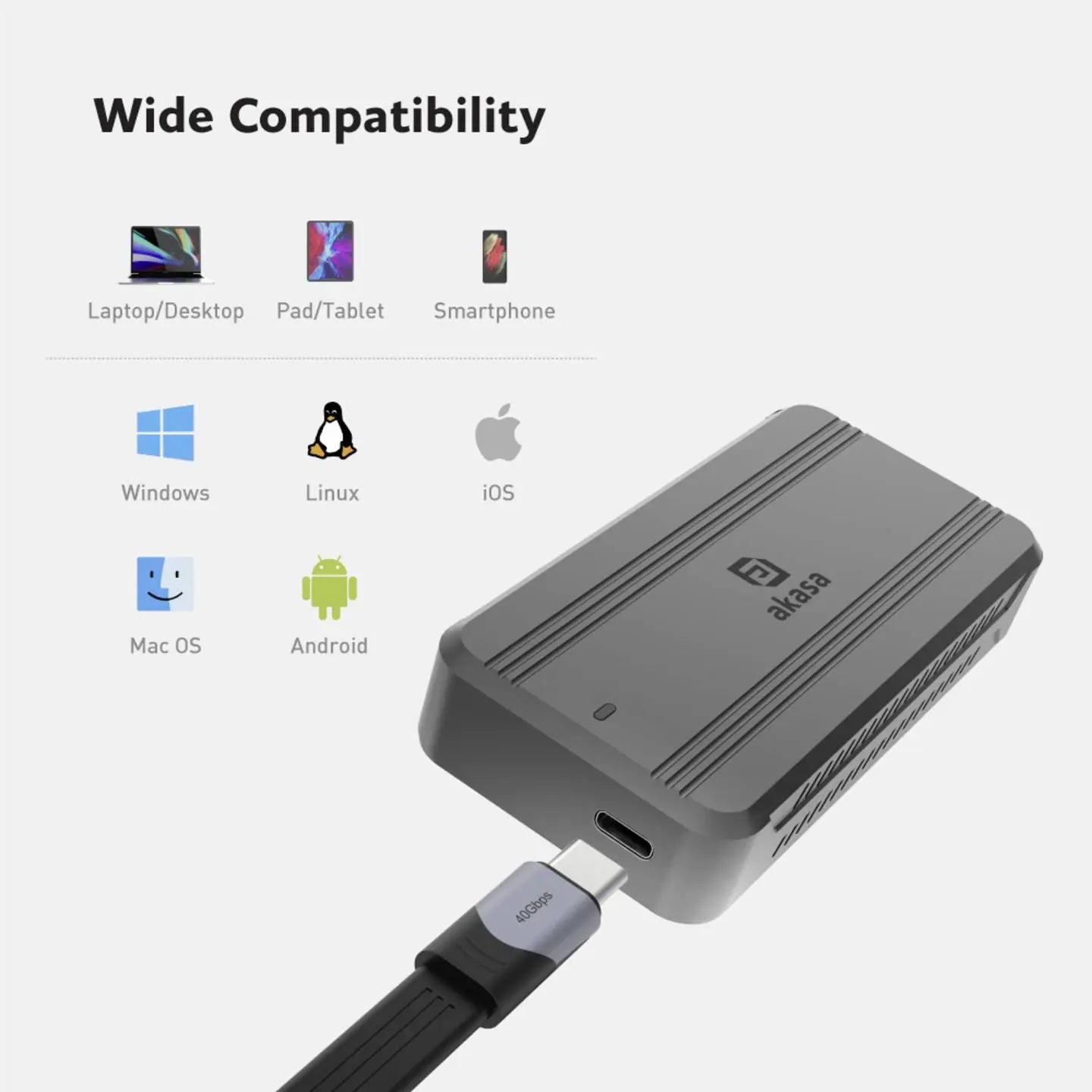 B-Ware Akasa Ssd Gehäuse Festplattengehäuse M2 Usb C Usb4 40 G Bit Pc Ie - 4710679553351