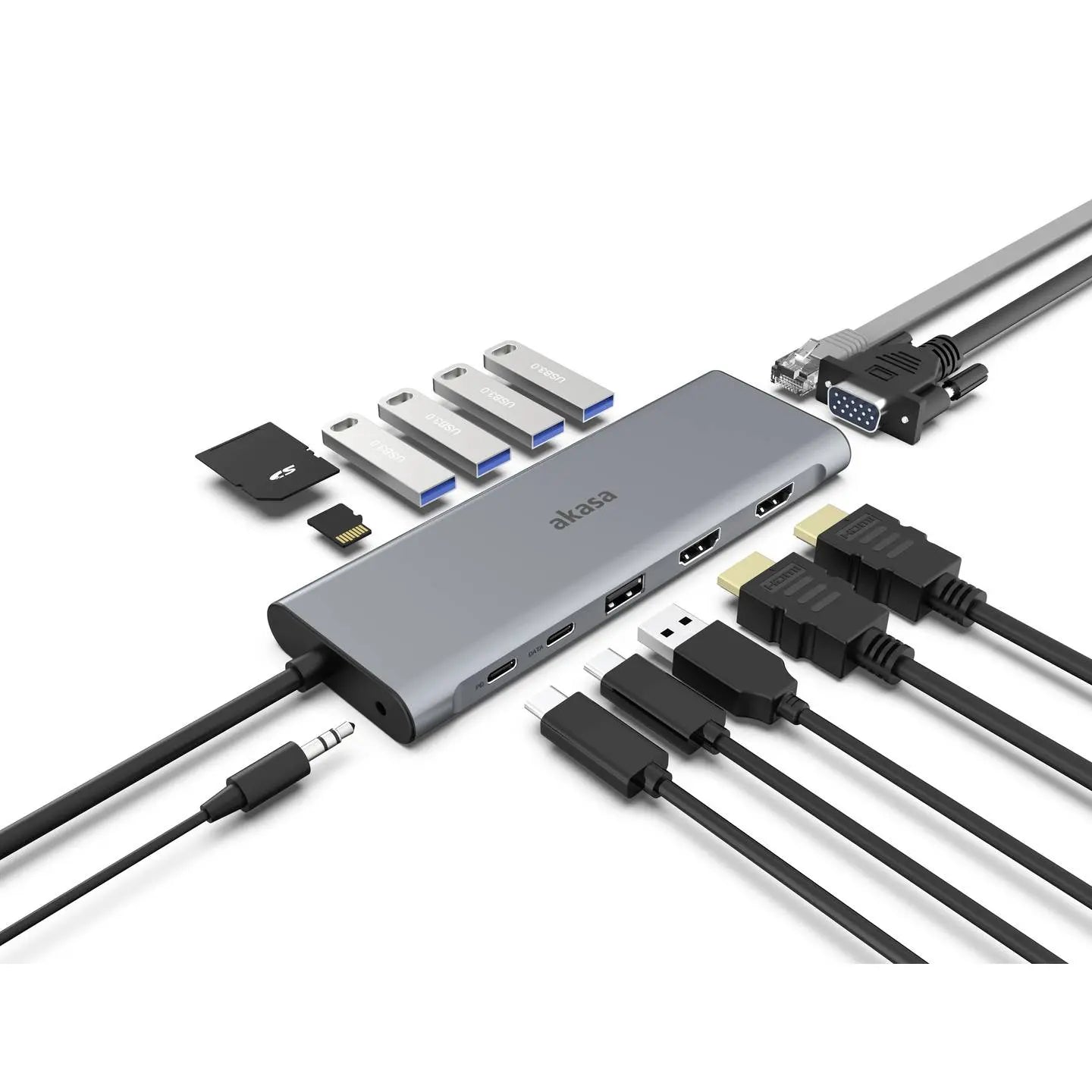 B-Ware Akasa Dockingstation Hub Usb C Usb Typ C Kartenleser Aluminium 14 In 1 Dock  - 4710679550831