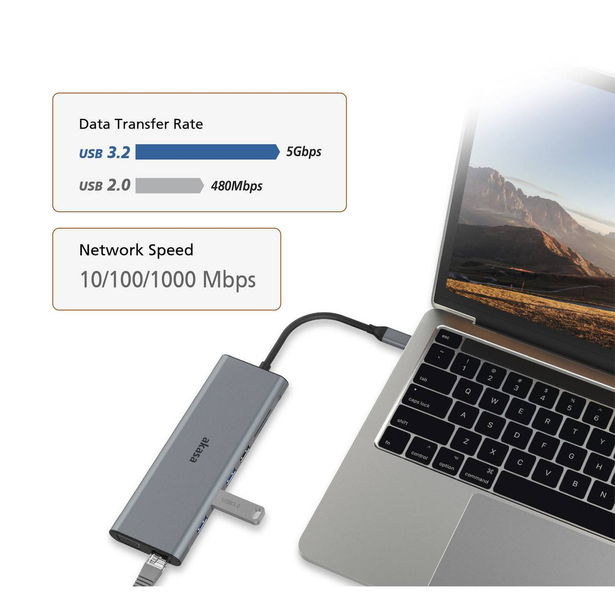 Akasa Dockingstation Hub USB-C USB Typ C Kartenleser Aluminium 14-In-1 Dock - 4710679550831