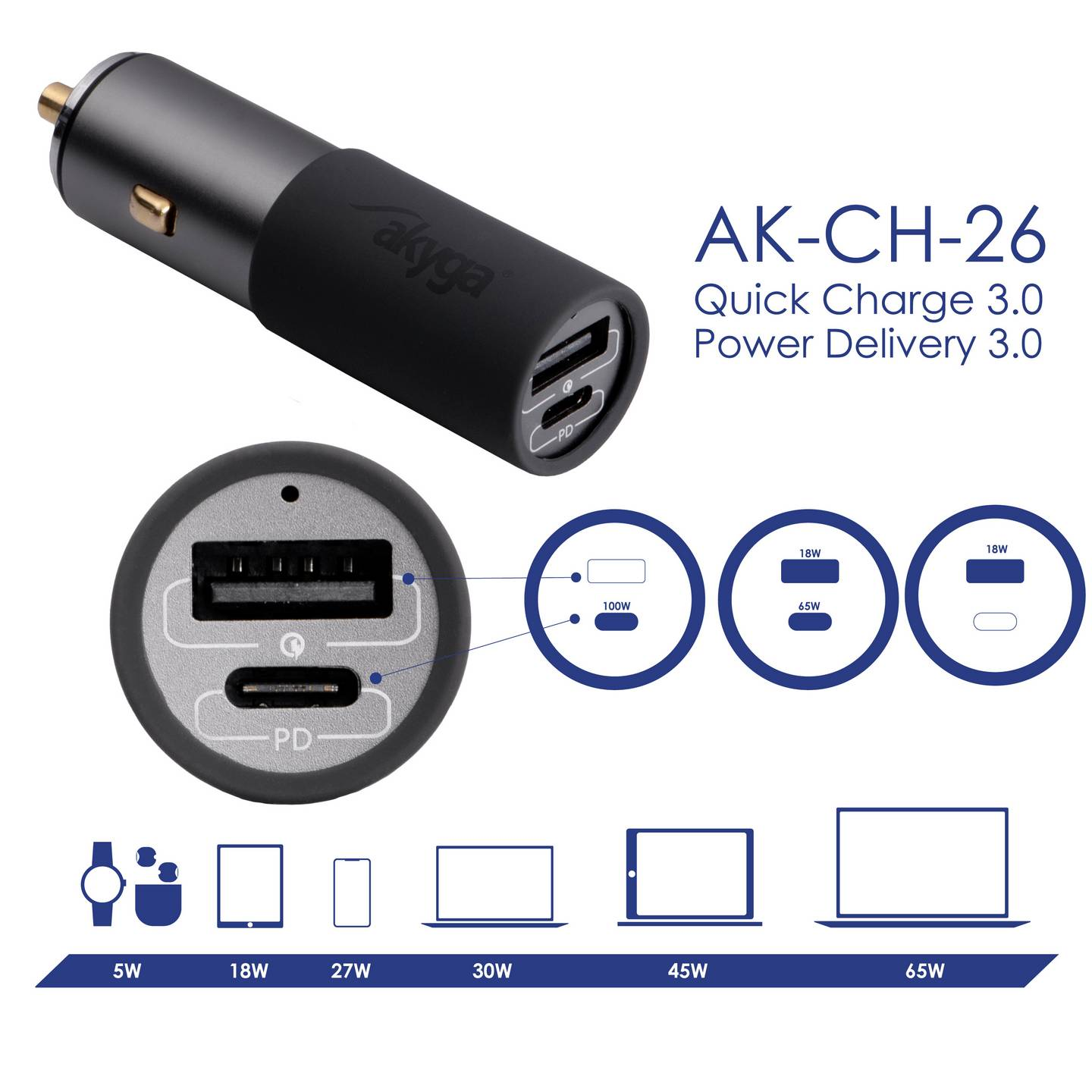 B-Ware Akyga Akch26 Autoladegerät Ladegerät Auto Ladegerät Usb Kfz Adapter - 5906708750139