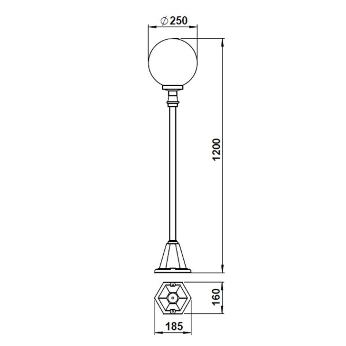Albert Leuchten Wegeleuchte Gartenlampe schwarz Blasenglas Aluminium Lampe Spot - 4007235620030