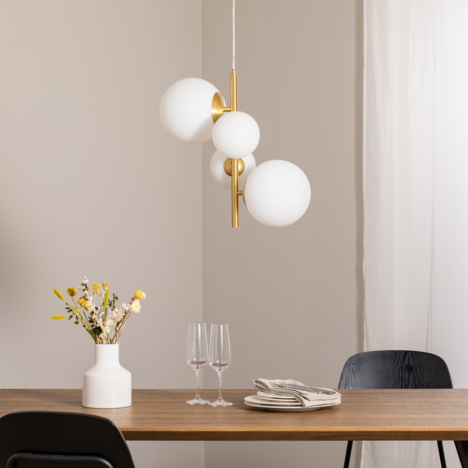 B-Ware Aldex Hängeleuchte Joel Deckenlampe Pendelleuchte Messing/Weiß 4 Flammig E27 - 5904798654474