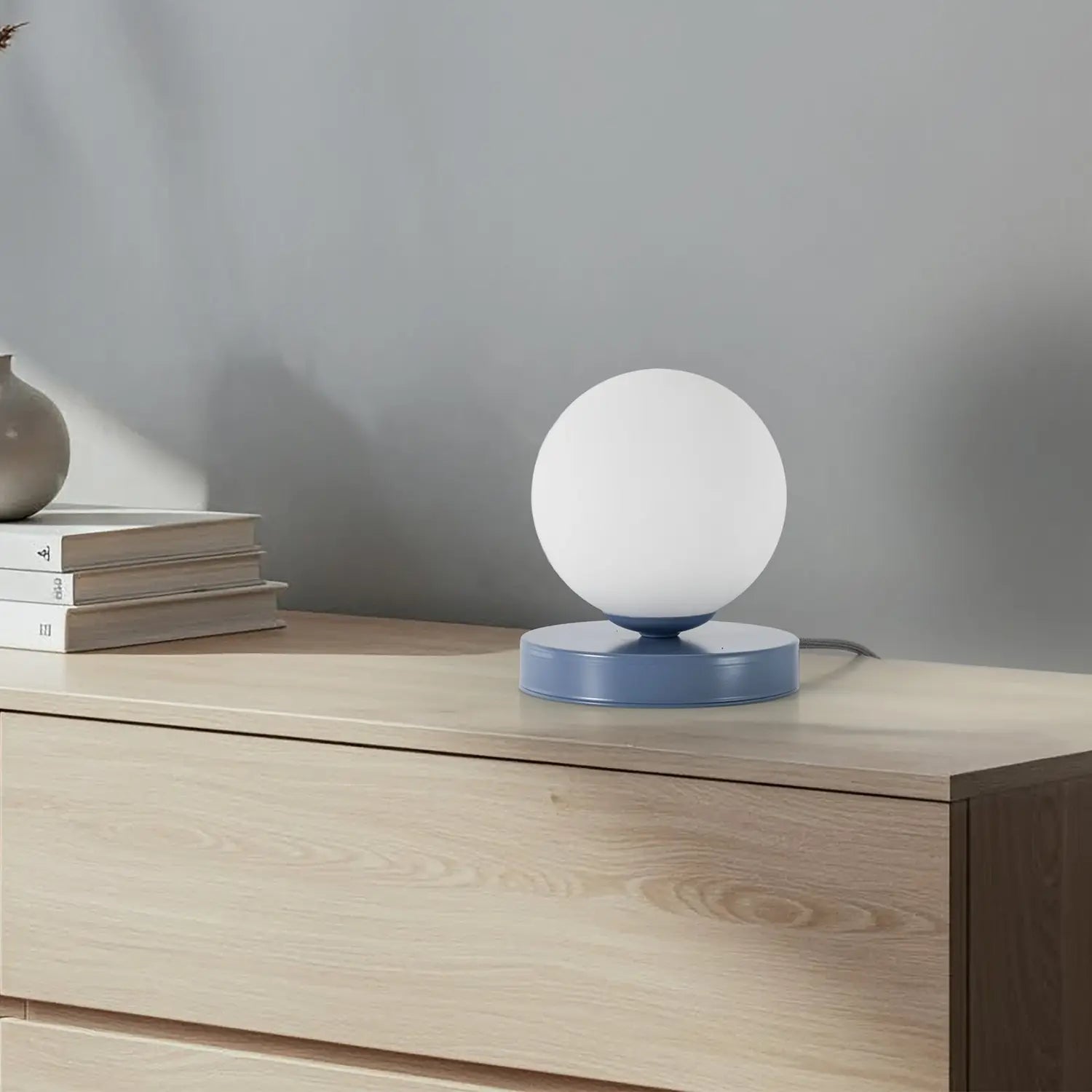 B-Ware Aldex Tischlampe Leuchte Lampe Joel Blau Weiß Höhe 17 Cm Metall Glas - 5904798656942