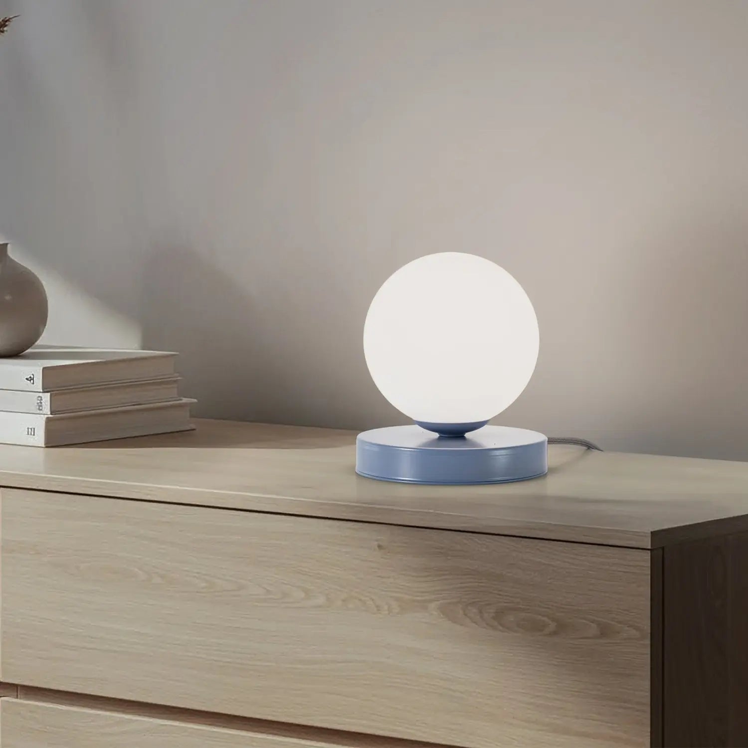 B-Ware Aldex Tischlampe Leuchte Lampe Joel Blau Weiß Höhe 17 Cm Metall Glas - 5904798656942