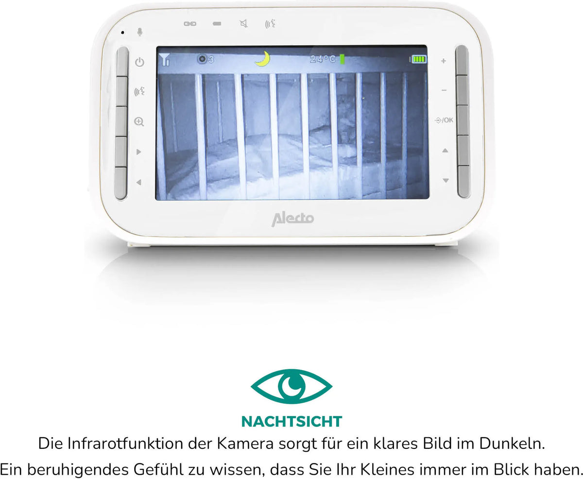 Alecto Babyphone Überwachungsgerät Kamera 43 Zoll Farbdisplay Weiß Grau - 8711902078197