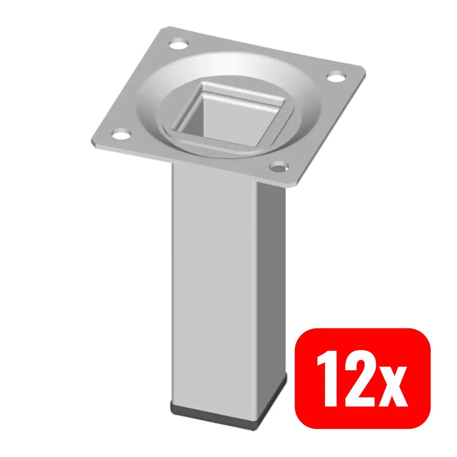 B-Ware Alfer Aluminium Tischbein Möbelfuß Weiß Stahl Anschraubplatte 200mm 12 Stück - 4006676501786