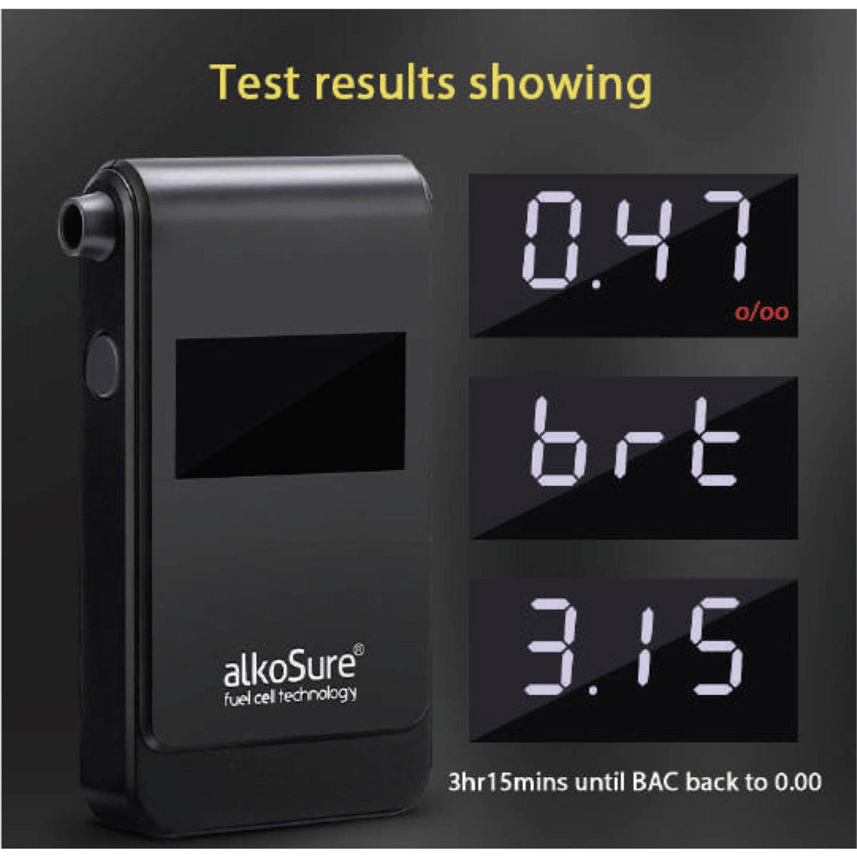alkoSure Alkoholtester Testgerät Alkoholmessgerät Schwarz matt Display207 - 4064161326412