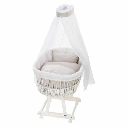 B-Ware Alvi Komplettstubenwagen Birthe Stubenwagen Kinderbett Weiß 944 8 Raute Taupe913 - 4010395755221