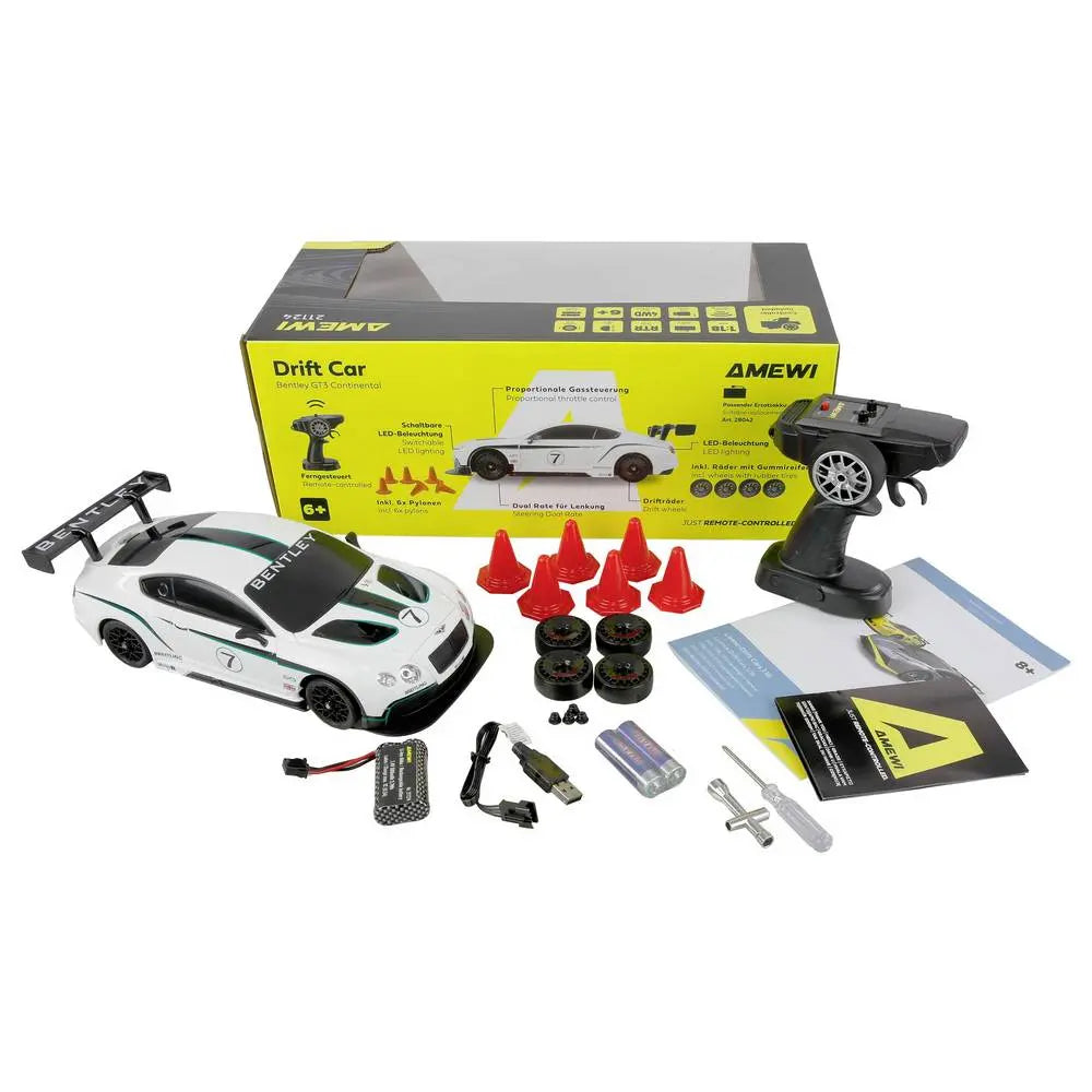 B-Ware Amewi Bentley Gt3 Continental Drift Modellauto Ferngesteuert Elektro 1:18 Rc Weiß - 4262500343056