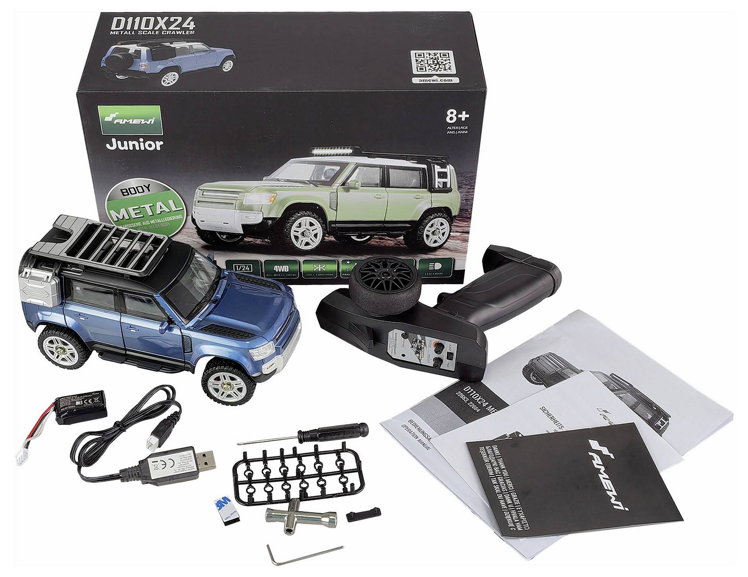 D-Ware Amewi D110 X24 Metall Scale Brushed 1:24 Rc Modellauto Elektro Defektware - 4262408973805