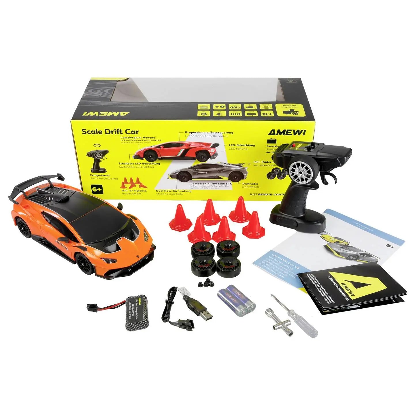 B-Ware Amewi Rc Modellauto Auto Drift Car Lamborghini Huracan Sto Orange Allradantrieb - 4262500343001