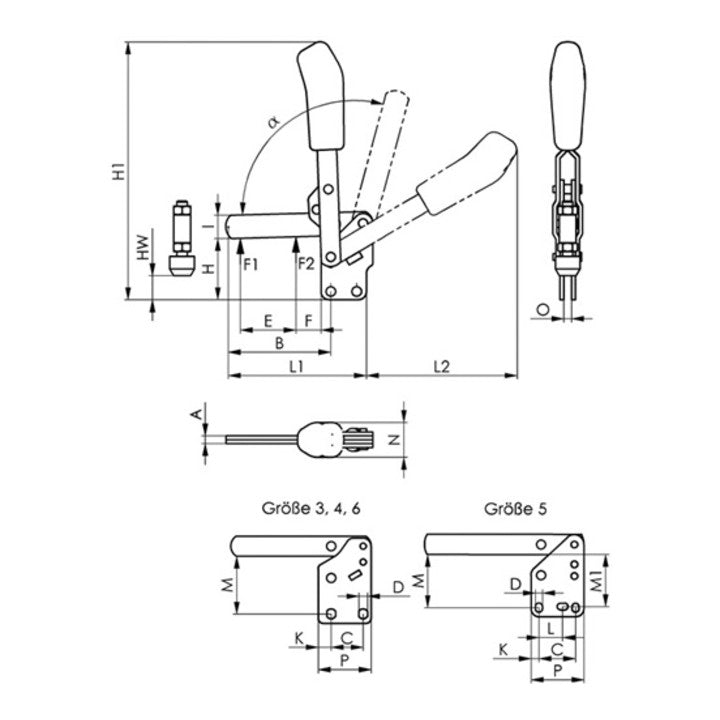AMF Senkrechtspanner Haltearm Spanner Nr6806 Gr3 senkrechter Fuß verzinkt - 4020772090555