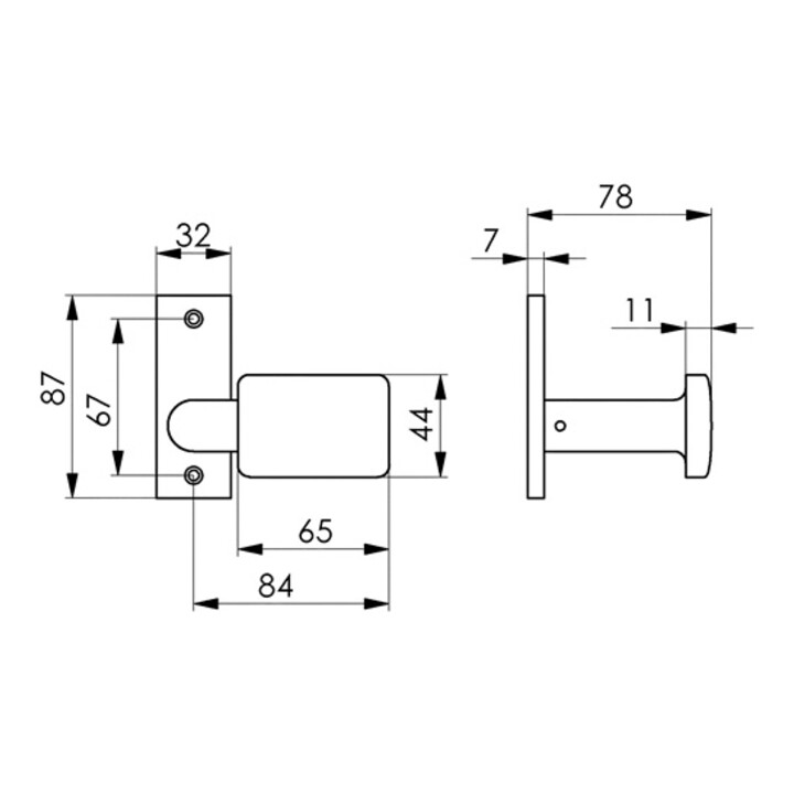B-Ware Amf Türknopf Griff Knauf Leichtmetall F1 Naturfarbig Vierkant Rosette 485 65mm - 4020772015749