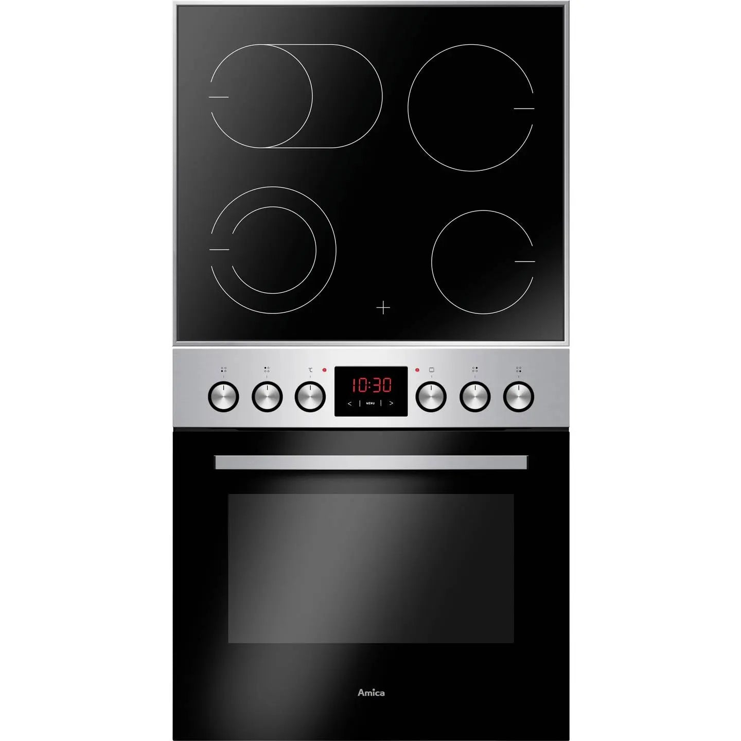 B-Ware Amica Backofen Herd Set Glaskeramik Kochfeld Edelstahl Schwarz Grill Umluft - 5906006572501