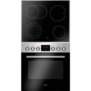 B-Ware Amica Backofen Herd Set Glaskeramik Kochfeld Edelstahl Schwarz Grill Umluft