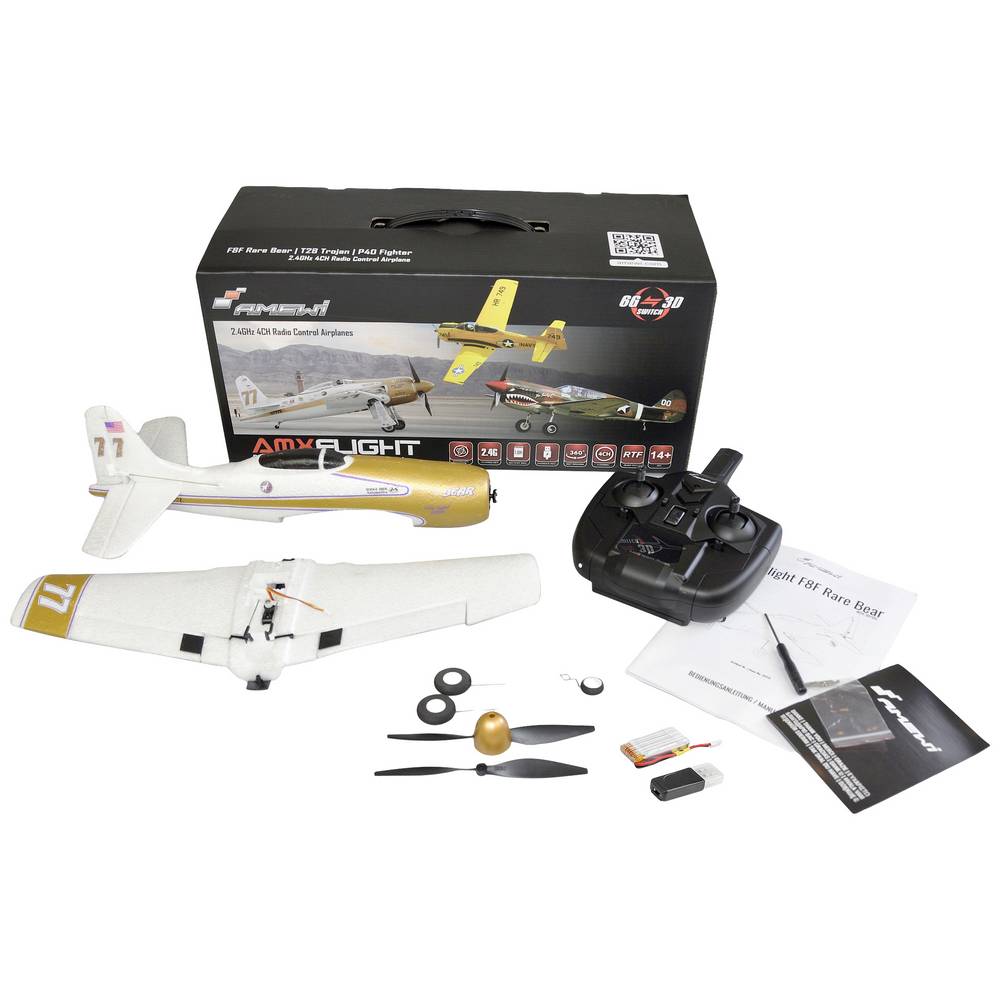 Amewi AMXFlight F8F Rare Bear RC Einsteiger Modellflugzeug Flugzeug Modell 383mm - 4260677956376