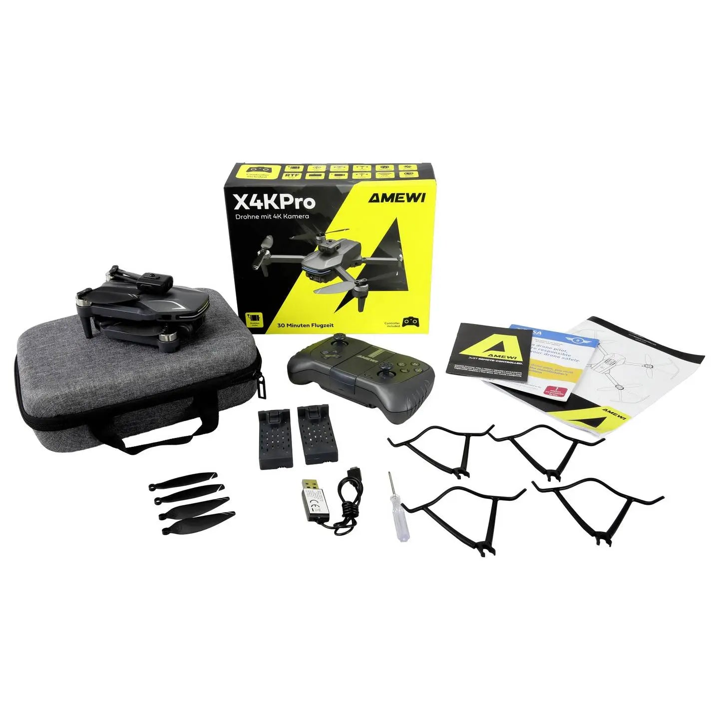B-Ware Amewi Drohne Quadrocopter Multikopter Amx Flight X4 K Pro Brushless Kamera Faltbar - 4262500343414