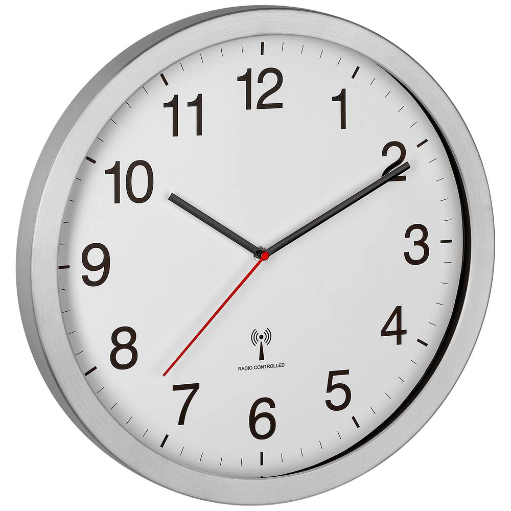 B-Ware Tfa Dostmann 60.3545.02 Funk Wanduhr 400 Mm X 50 Mm X 400 Mm Silber Großes Uhr