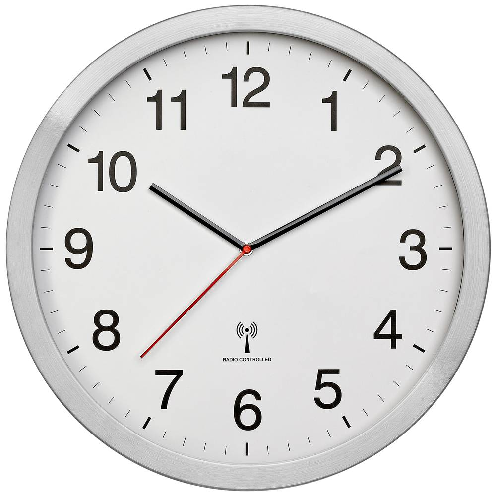 Horloge murale radiopilotée Tfa Dostmann 60.3545.02, 400 mm x 50 mm x 400 mm, argentée, grand format, qualité B