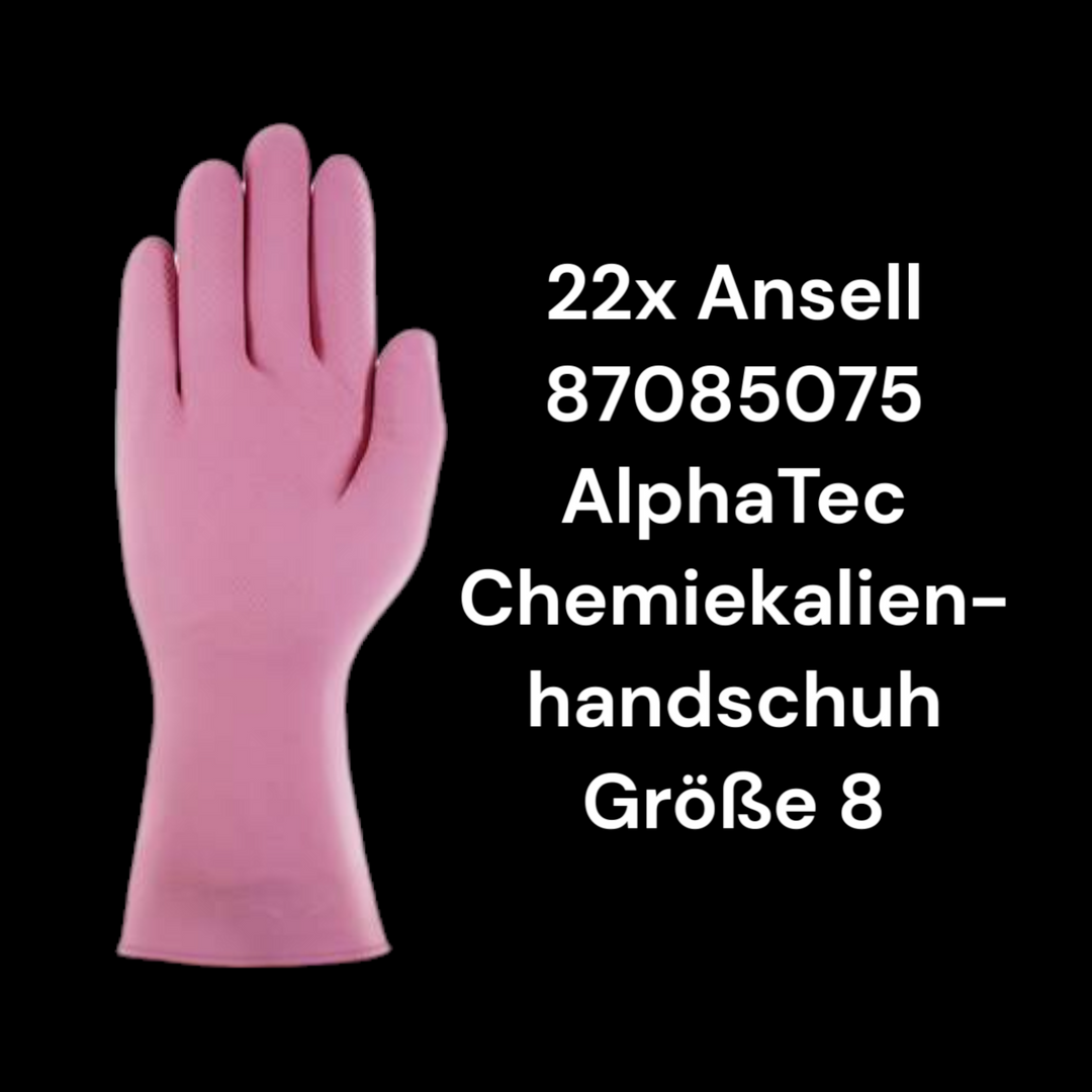 Ansell 87085075 Alpha Tec Baumwollvelour Chemikalienhandschuh 8 22 Stück B-Ware - 2050008483242