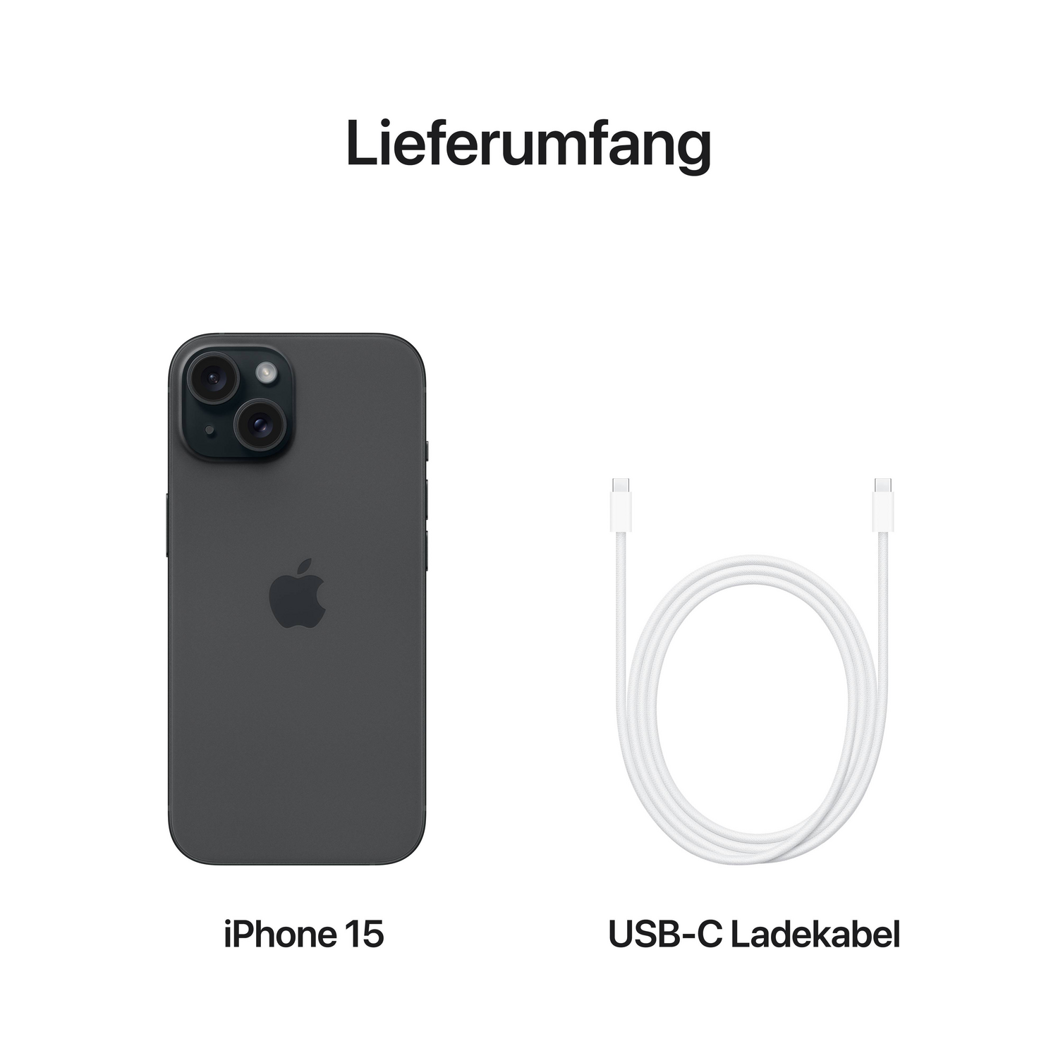 B-Ware Apple I Phone 15 128 Gb Mit I Os 17 Usb‑C Ladekabel Smartphone Handy Phone Schwarz - 195949036064