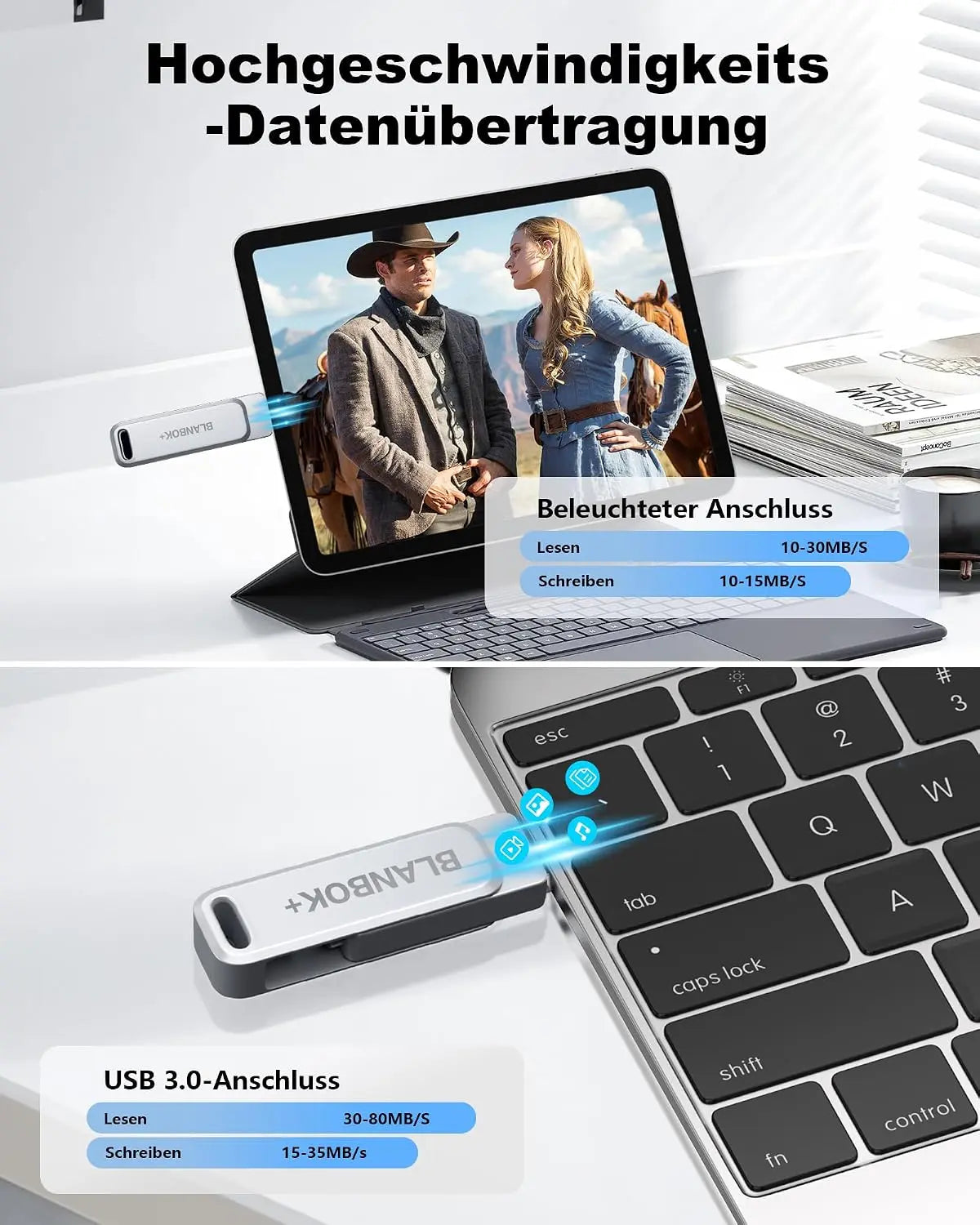 B-Ware Blanbok+ Usb Stick Speicherstick I Phone I Pad Android Silber 128 Gb 10 Stück - 799793771210
