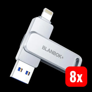 B-Ware Blanbok+ Usb Stick Speicherstick I Phone I Pad Android Silber 128 Gb 8 Stück